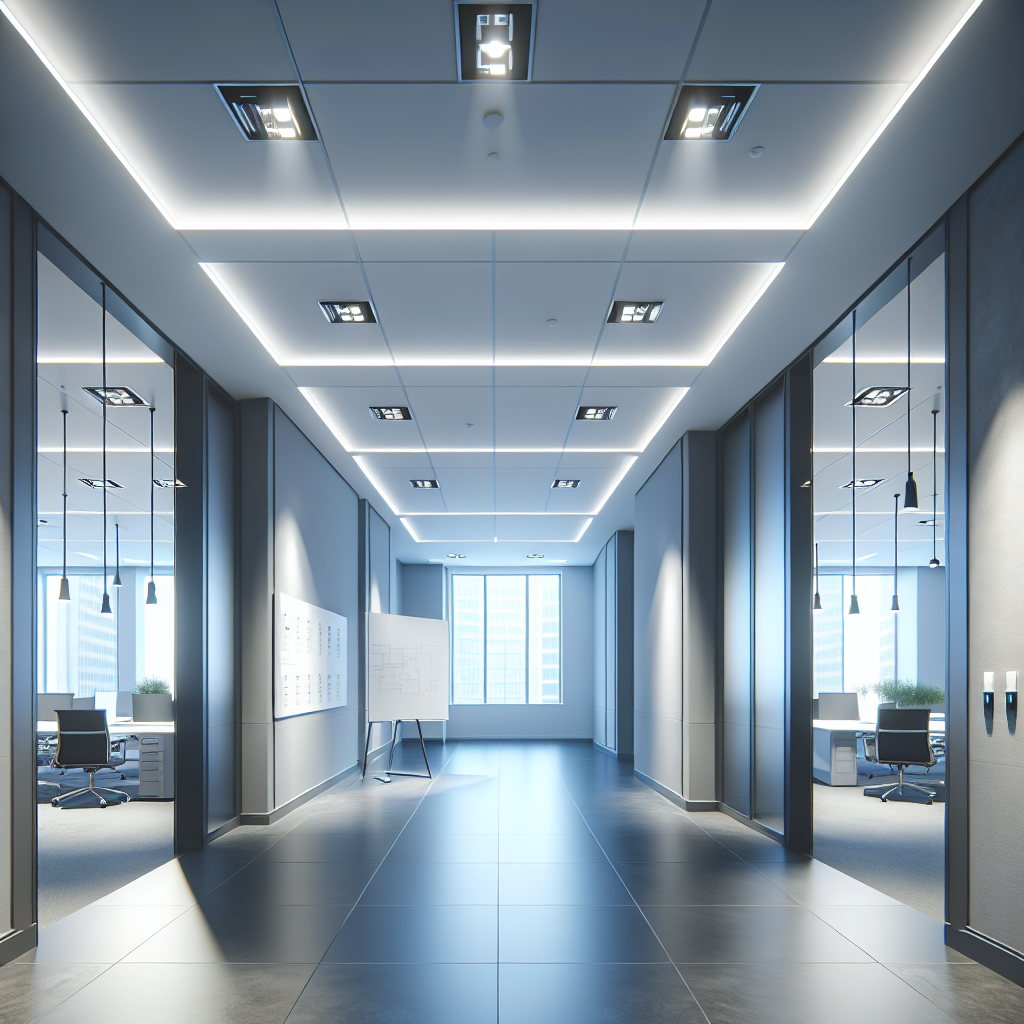 Finished UK office with LED panel lighting