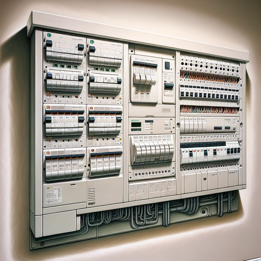 Modern UK consumer unit with labelled breakers