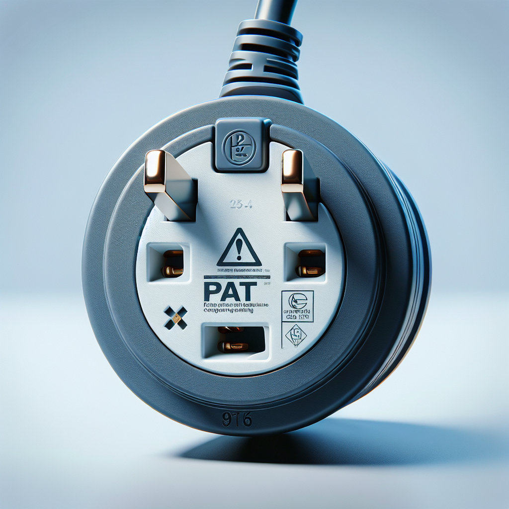 UK appliance plug with PAT testing label